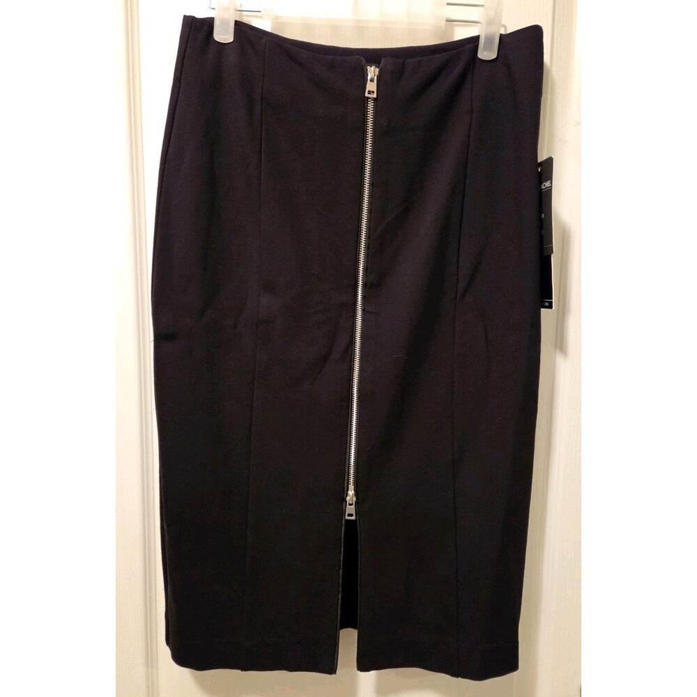 Black Zac & Rachel pencil skirt w/ full-length exposed silver zipper - Size S